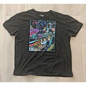 STAR WARS MENS XL V FIFTH SUN BLACK T-SHIRT LUKE SKYWALKER DARTH VADER BOBA FETT